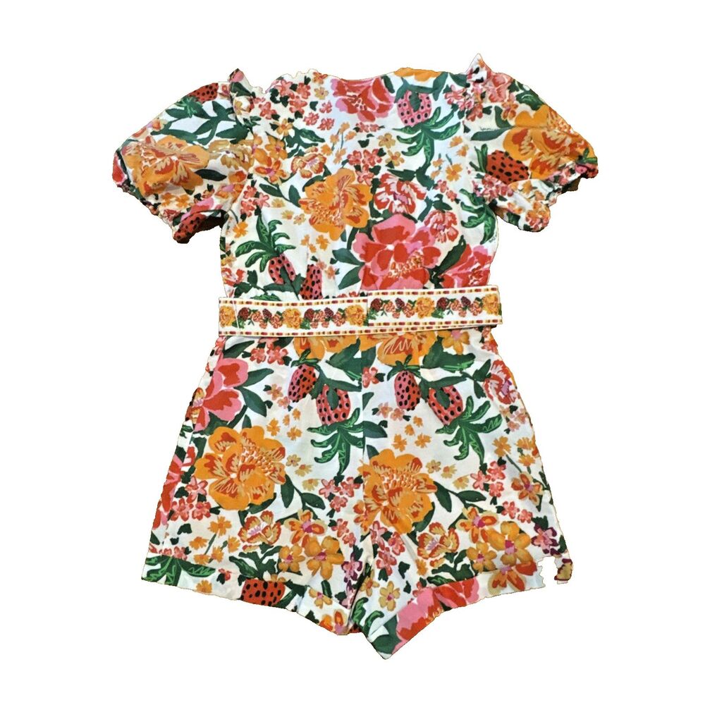 FARM Rio Flowerful Sketch Floral Belted Romper Pink Multicolor Size S Pockets - Picture 5 of 10